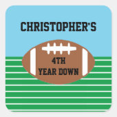 Football 4e jaar na geboorte vierkante sticker (Voorkant)