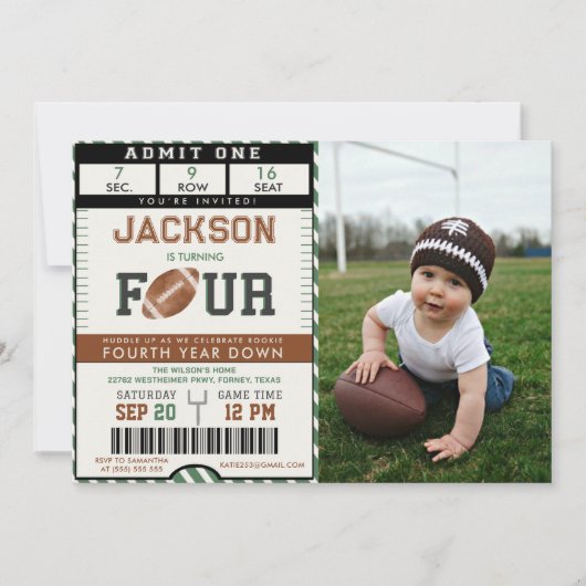 Football 4e Verjaardag Fotouitnodiging Kaart (Voorkant)