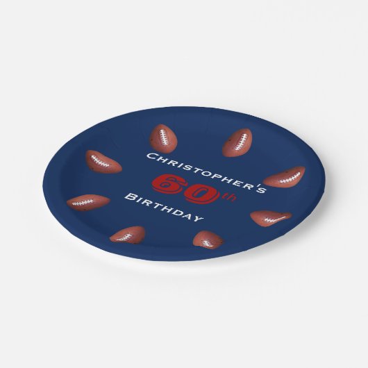 Football, 60e verjaardag, naam, papieren bordje (Gekanteld)