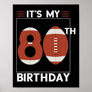 Football 80ste Verjaardag Party Lover Speler Bday Poster