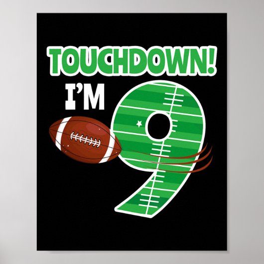 Football 9e Verjaardag Party Player Game Lover Tea Poster (Voorkant)