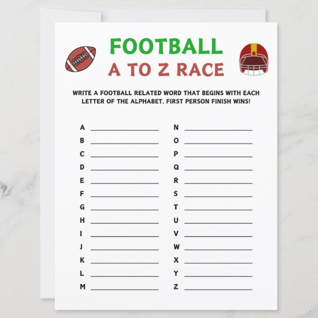 Football A tot Z Race Game (Voorkant)