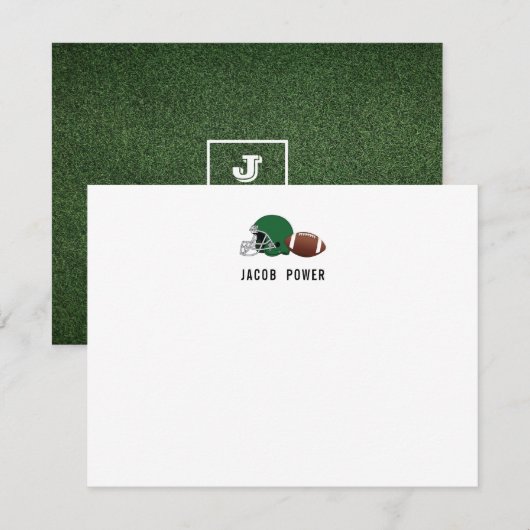 Football Aangepaste monogram hoofdletters Notitiekaartje (Voorkant / Achterkant)
