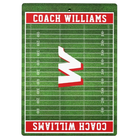 Football Aangepaste monogram kleuren RED Klembord (Achterkant)