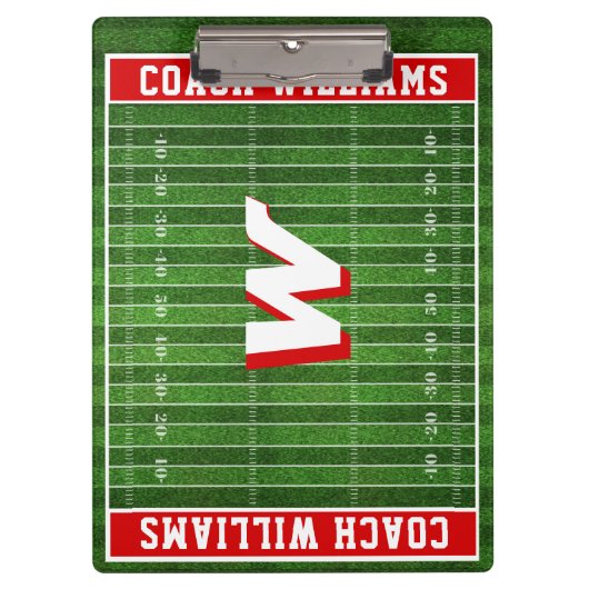 Football Aangepaste monogram kleuren RED Klembord (Voorkant)