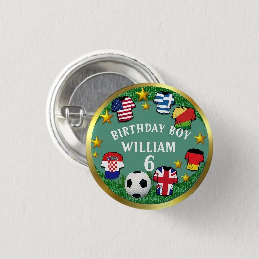 Football Aangepaste tekst Geboortedatum Ronde Button 3,2 Cm (Voorkant /achterkant)