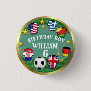 Football Aangepaste tekst Geboortedatum Ronde Button 3,2 Cm