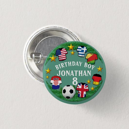 Football Aangepaste tekst Geboortedatum Ronde Button 3,2 Cm (Voorkant /achterkant)