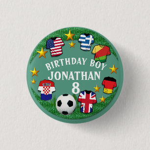 Football Aangepaste tekst Geboortedatum Ronde Button 3,2 Cm