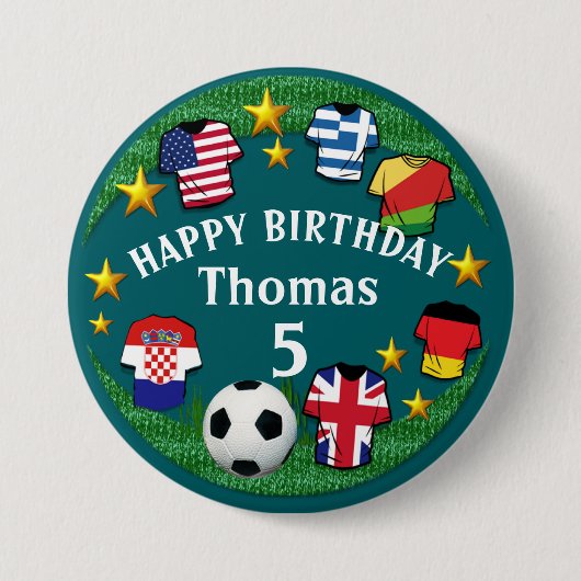 Football Aangepaste tekst Verjaarnaam 3 cm Ronde Ronde Button 7,6 Cm (Voorkant)