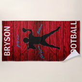 Football Aanraakklep Rood hout Strandlaken (Voorkant)