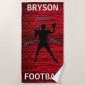 Football Aanraakklep Rood hout Strandlaken (Voorkant)