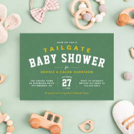 Football achterklep leuk geel baby shower kaart