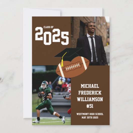 Football Afstuderen Sport Bruin Aankondiging (Voorkant)