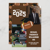 Football Afstuderen Sport Bruin Aankondiging (Voorkant / Achterkant)