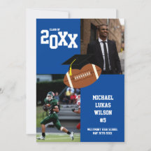 Football Afstuderen Sportblauwe bekendmaking