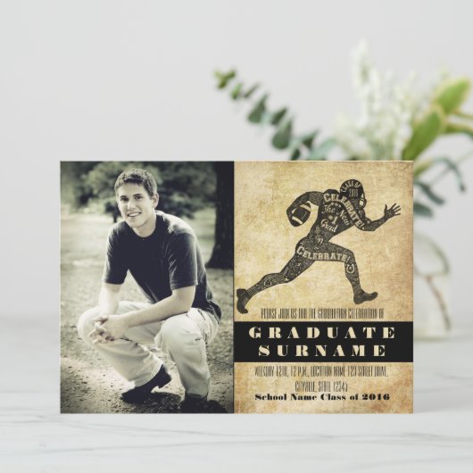 Football Afstuderen uitnodiging (Staand voorkant)