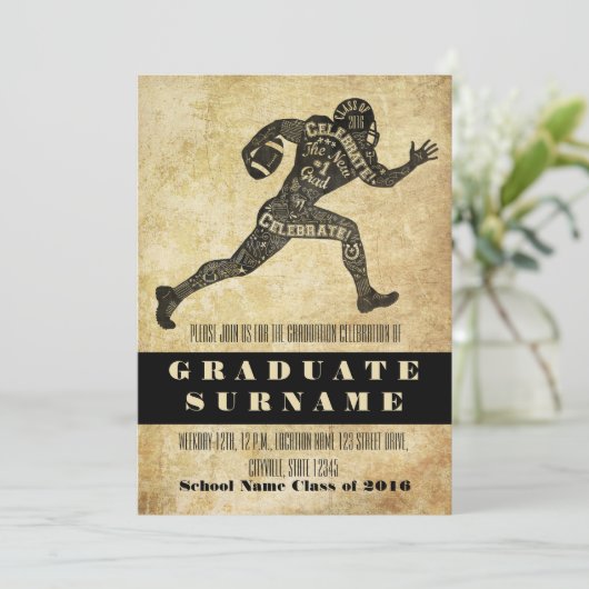 Football Afstuderen uitnodiging (Staand voorkant)