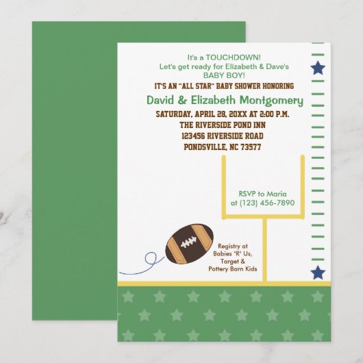 Football Al het Baby shower van het Thema van de S Kaart (Voorkant / Achterkant)