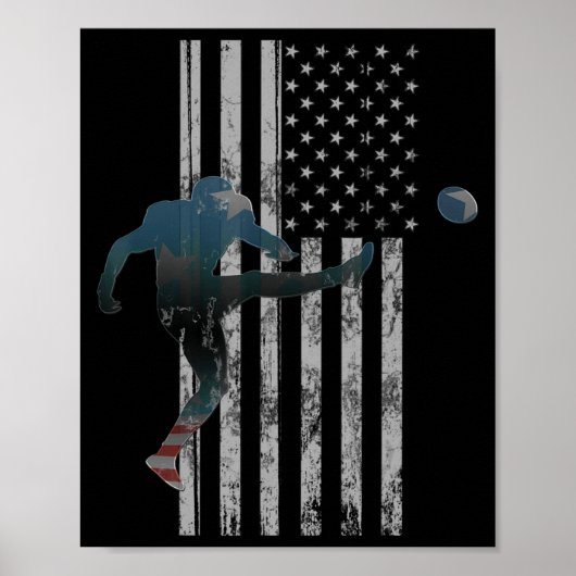 Football American Flag USA Team Gift Kicker Poster (Voorkant)