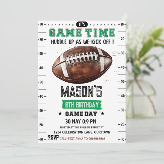 Football Amerikaanse verjaardag Kaart (Staand voorkant)