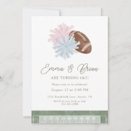 Football and Cheer Siblings Joint Birthday Kaart