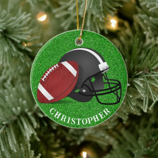 Football and Helmet Christmas Keramisch Ornament (Boom)