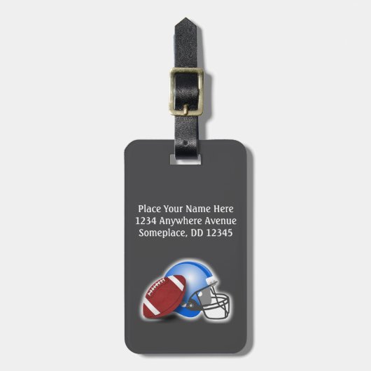 Football and Helmet personalized Bagagelabel (Voorkant verticaal)