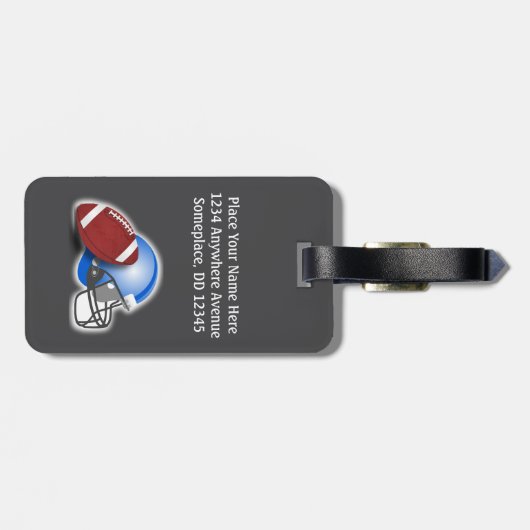 Football and Helmet personalized Bagagelabel (Achterkant horizontaal)