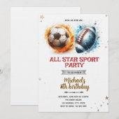 Football and soccer party Invitation Kaart (Voorkant / Achterkant)
