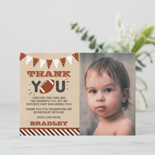 Football Any Age Verjaardagsfoto Bedankkaart (Staand voorkant)