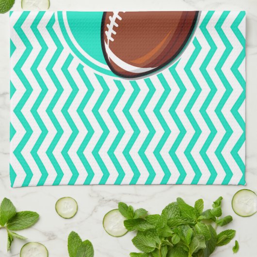 Football; Aqua Green Chevron Theedoek (Gevouwen)