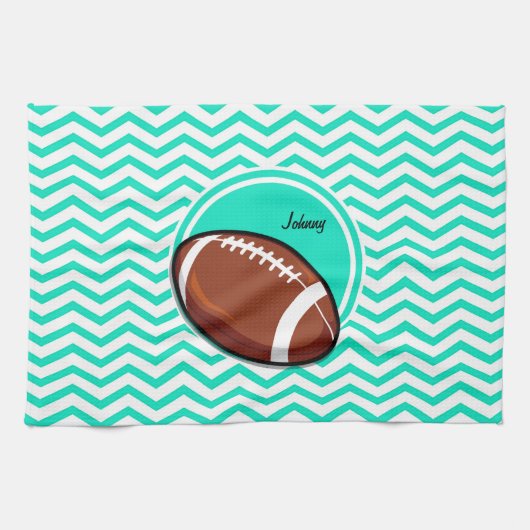 Football; Aqua Green Chevron Theedoek (Horizontaal)