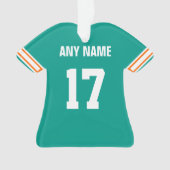 Football Aqua, Sinaasappel & Witte Jersey Ornament (voorkant)