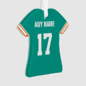 Football Aqua, Sinaasappel & Witte Jersey Ornament (voorkant)