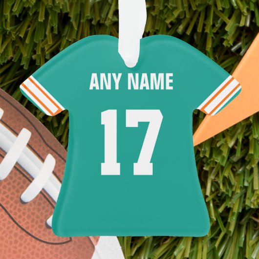 Football Aqua, Sinaasappel & Witte Jersey Ornament