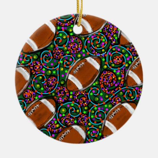 Football Art Green Keramisch Ornament (Voorkant)