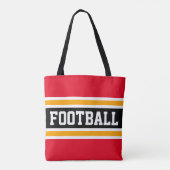 FOOTBALL Athletic Bright Red Black Yellow Stripes Tote Bag (Achterkant)
