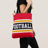 FOOTBALL Athletic Bright Red Black Yellow Stripes Tote Bag (Dichtbij)