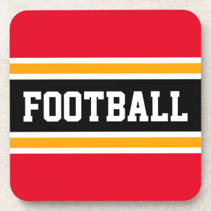 FOOTBALL Athletic Bright Red Yellow Black Stripes Bier Onderzetter