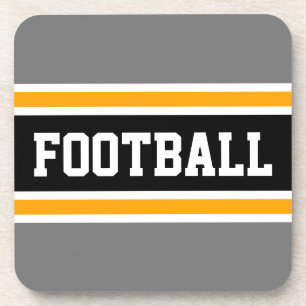 FOOTBALL Athletic Grijs Geel Zwart Racing Stripes Bier Onderzetter