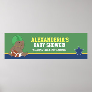 Football Baby Aangepaste Baby shower banner afdruk Poster