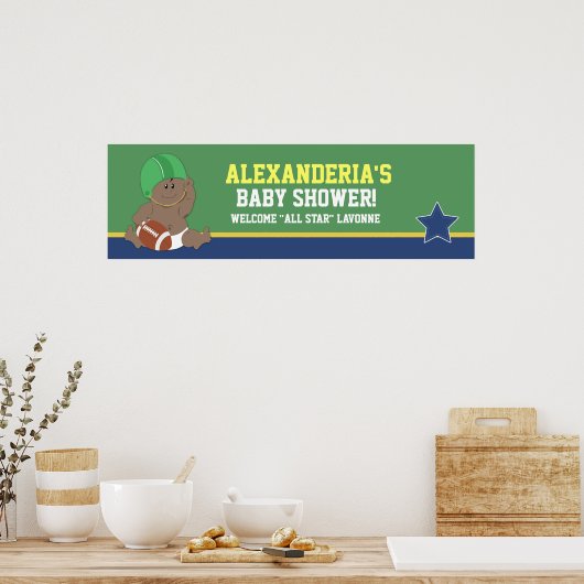 Football Baby Aangepaste Baby shower banner afdruk Poster (Keuken)