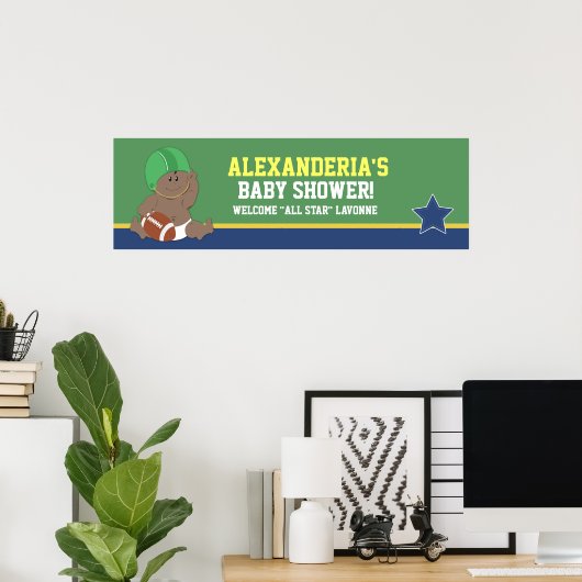Football Baby Aangepaste Baby shower banner afdruk Poster (Thuiskantoor)