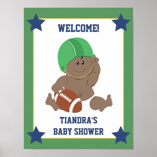 Football Baby Afro American Welcome Sign Poster (Voorkant)