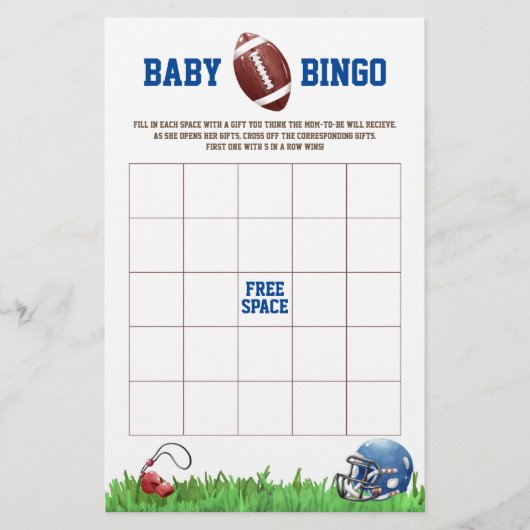 Football Baby BINGO Baby shower spel Flyer (Voorkant)
