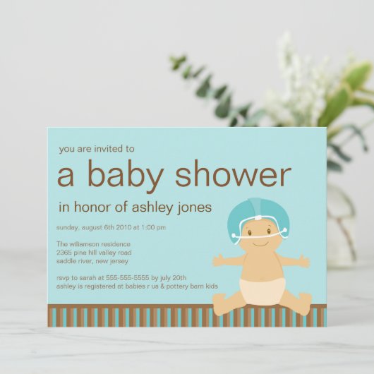 Football Baby Boy Baby shower Uitnodiging (Staand voorkant)