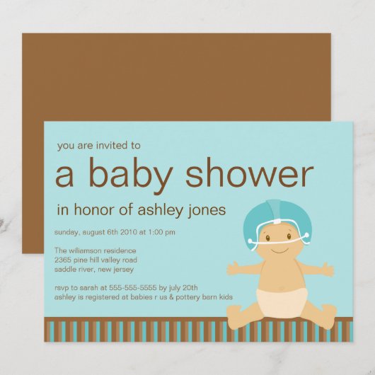Football Baby Boy Baby shower Uitnodiging (Voorkant / Achterkant)
