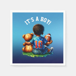 Football Baby Boy en Teddy Baby shower Het is een  Servet