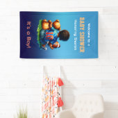 Football Baby Boy met Teddy Baby shower Welkom Spandoek (Insitu)